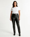 Heidi-Outlet - Lezak | Faux Leather Slit Hem Pants Women