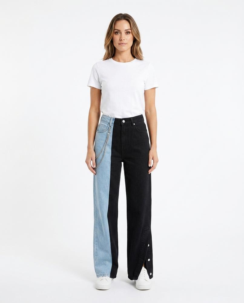 Heidi-Outlet - Vepam | Two-Tone Wide-Leg Pants Women
