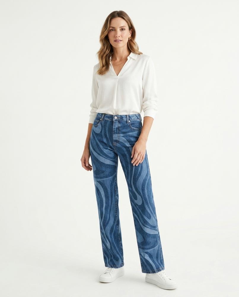 Heidi-Outlet - Ribin | Printed High-Waist Pants Women