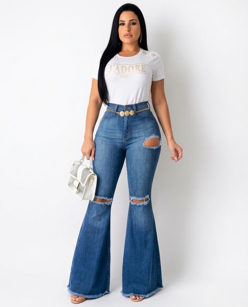 Heidi-Outlet - Kanen | High-Waist Ripped Pants Women