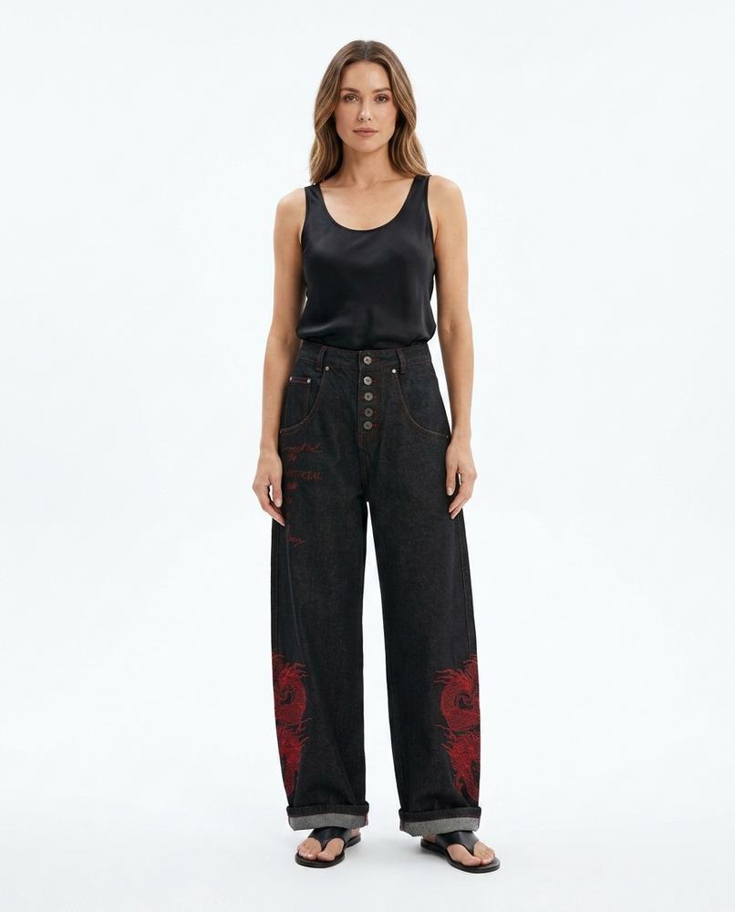 Heidi-Outlet - Ranon | Embroidered Wide-Leg Pants Unisex