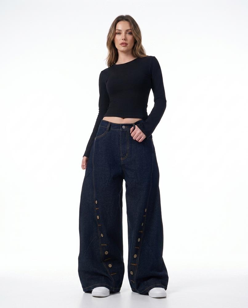 Heidi-Outlet - Yerek | Wide-Leg Side-Button Pants Women