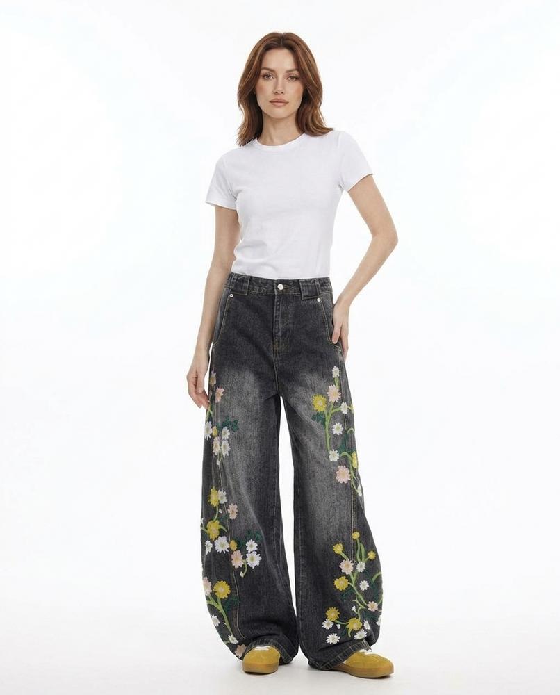Heidi-Outlet - Yozor | Embroidered Wide-Leg Pants Women