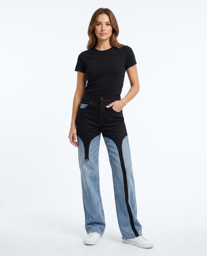 Heidi-Outlet - Kugim | Two-Tone High-Waisted Pants Women