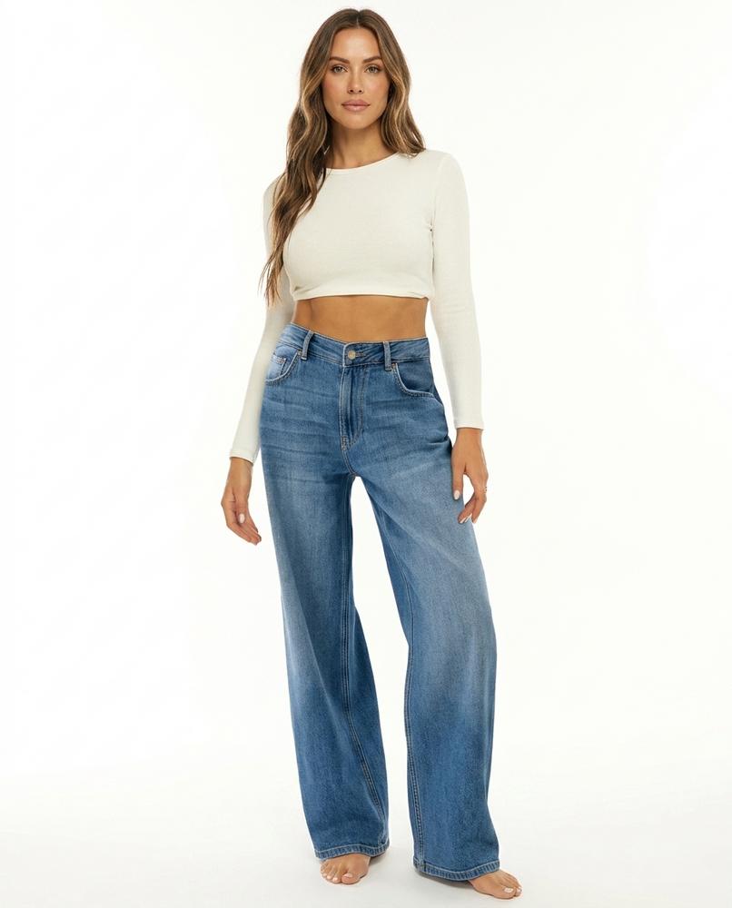 Heidi-Outlet - Tidet | Wide-Leg Washed-Black Pants Women