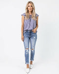 Heidi-Outlet - Lanon | Distressed High-Waist Pants Women