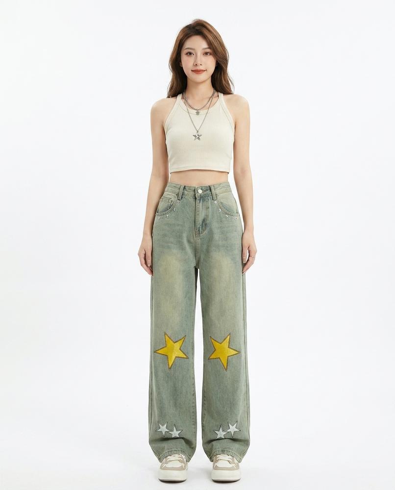 Heidi-Outlet - Eihal | Wide-Leg Appliquéd Pants Unisex
