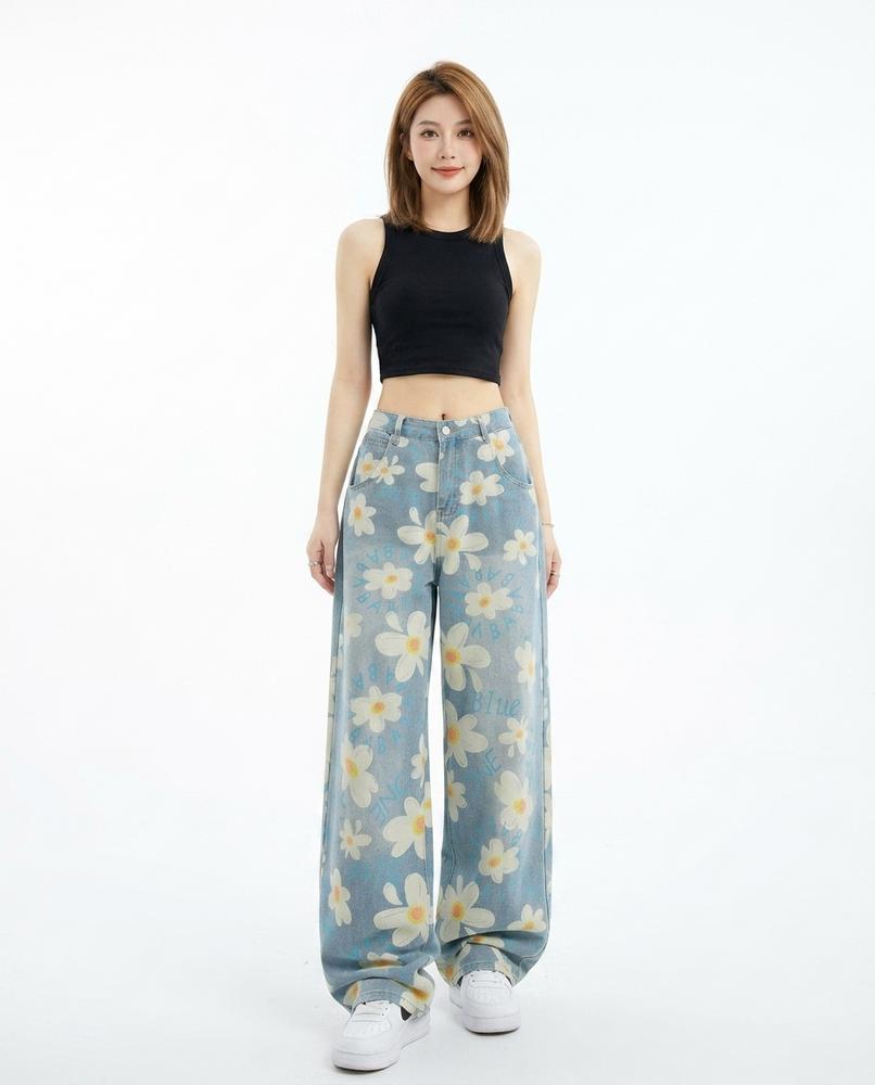 Heidi-Outlet - Mozot | Wide-Leg Floral-Print Pants Women