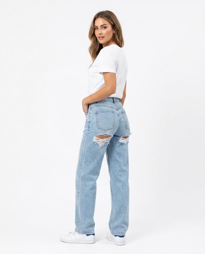 Heidi-Outlet - Eaduv | Ripped Straight-Leg Pants Women
