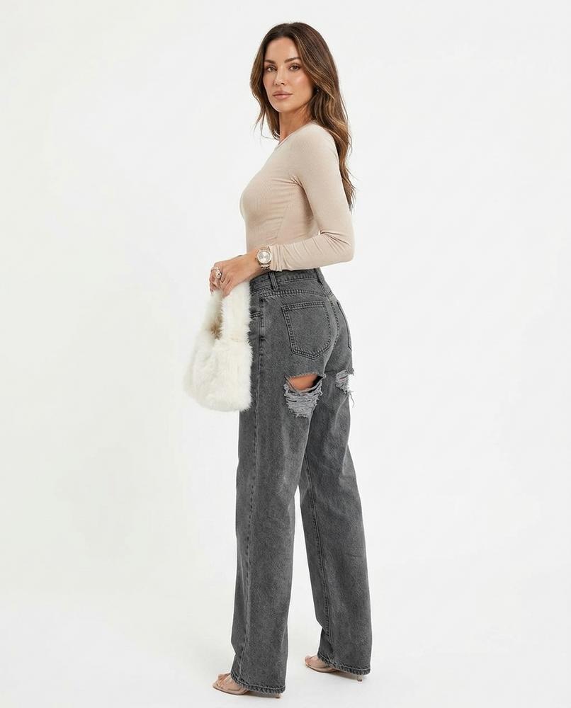Heidi-Outlet - Eaduv | Ripped Straight-Leg Pants Women