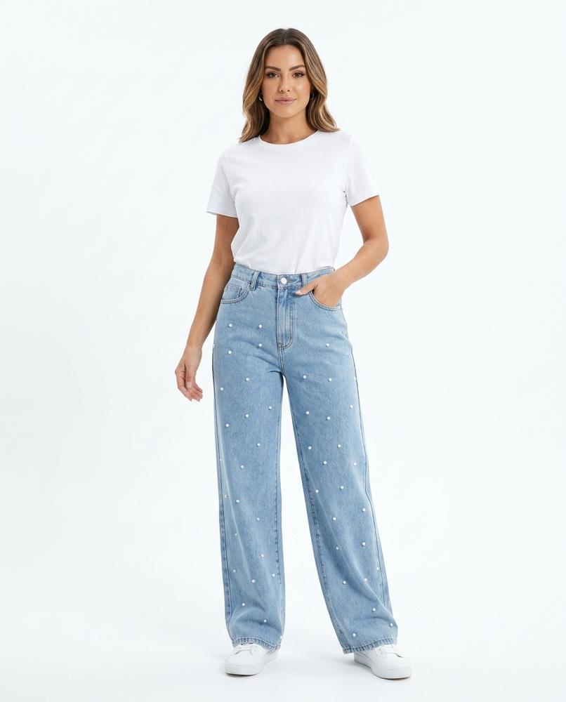 Heidi-Outlet - Makul | Pearl-Embellished Wide-Leg Pants Women