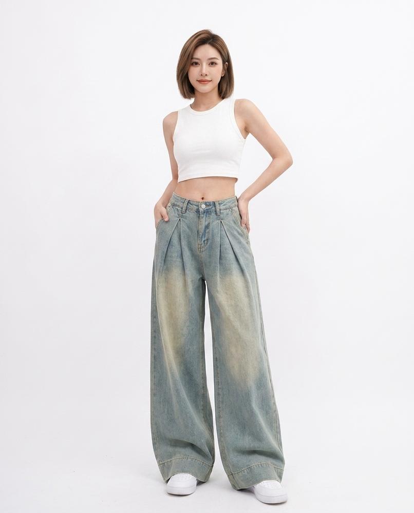 Heidi-Outlet - Vusil | Wide-Leg Faded Pants Women