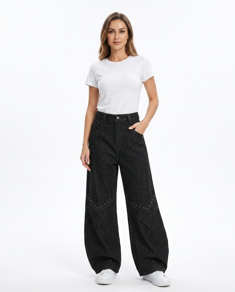 Heidi-Outlet - Rezem | Wide-Leg Studded Pants Women
