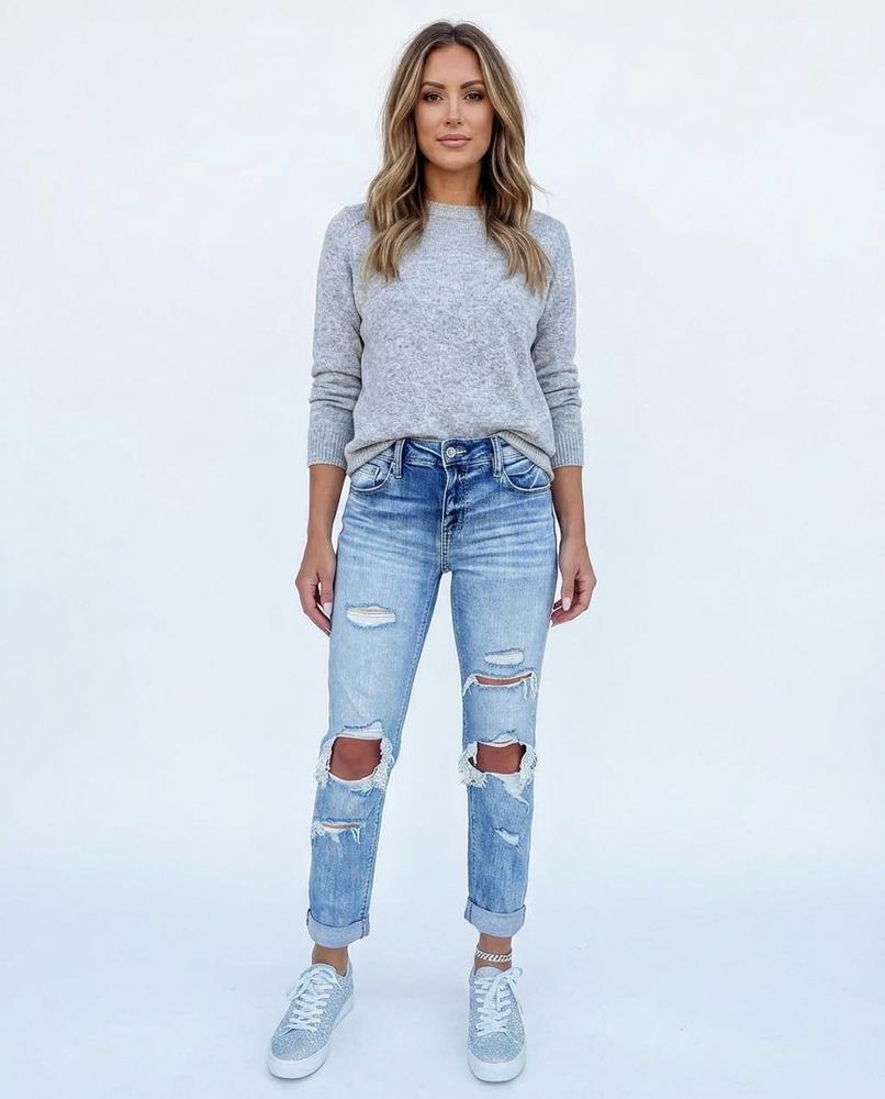 Heidi-Outlet - Dasal | High-Waist Distressed Pants Women