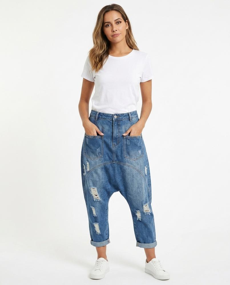 Heidi-Outlet - Lizal | Distressed Drop-Crotch Pants Unisex