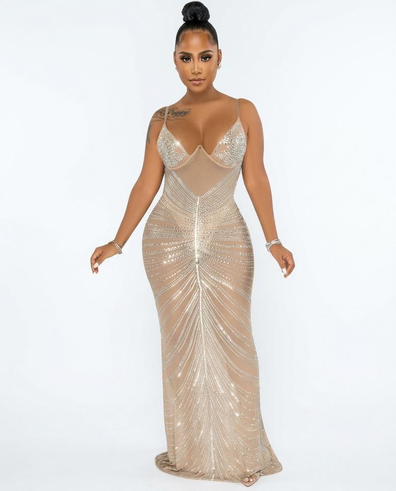 Heidi-Outlet - Nizes | Embellished Bodycon Maxi Dress Women