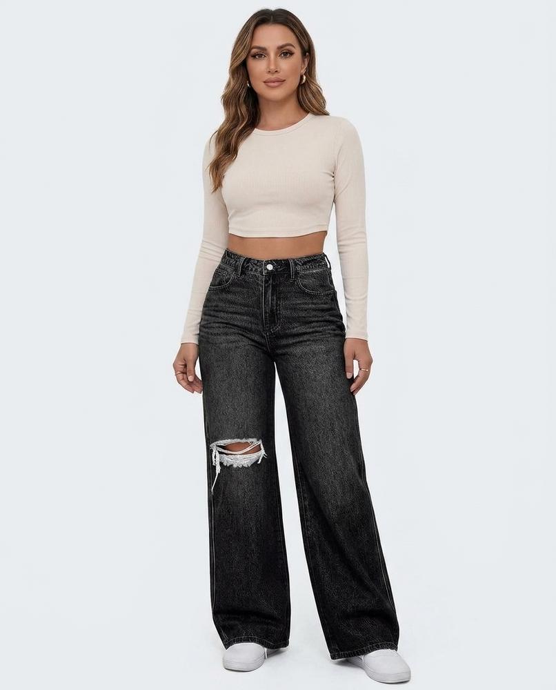 Heidi-Outlet - Tadin | High-Waisted Ripped Pants Women