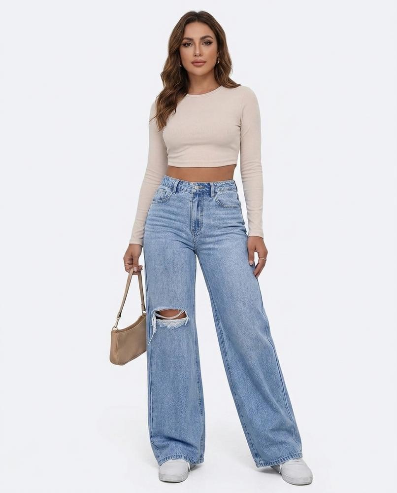 Heidi-Outlet - Tadin | High-Waisted Ripped Pants Women