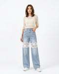 Heidi-Outlet - Eeror | Wide-Leg Lace-Appliqué Pants Women