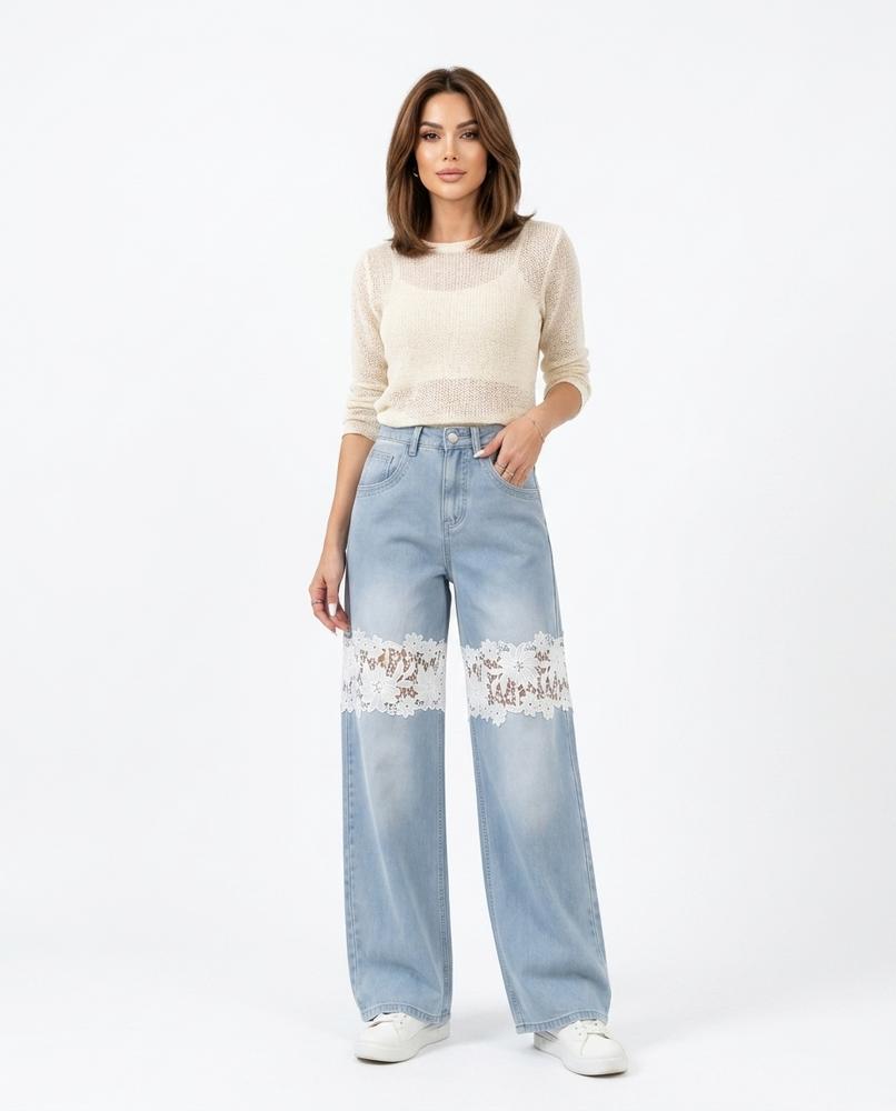 Heidi-Outlet - Eeror | Wide-Leg Lace-Appliqué Pants Women