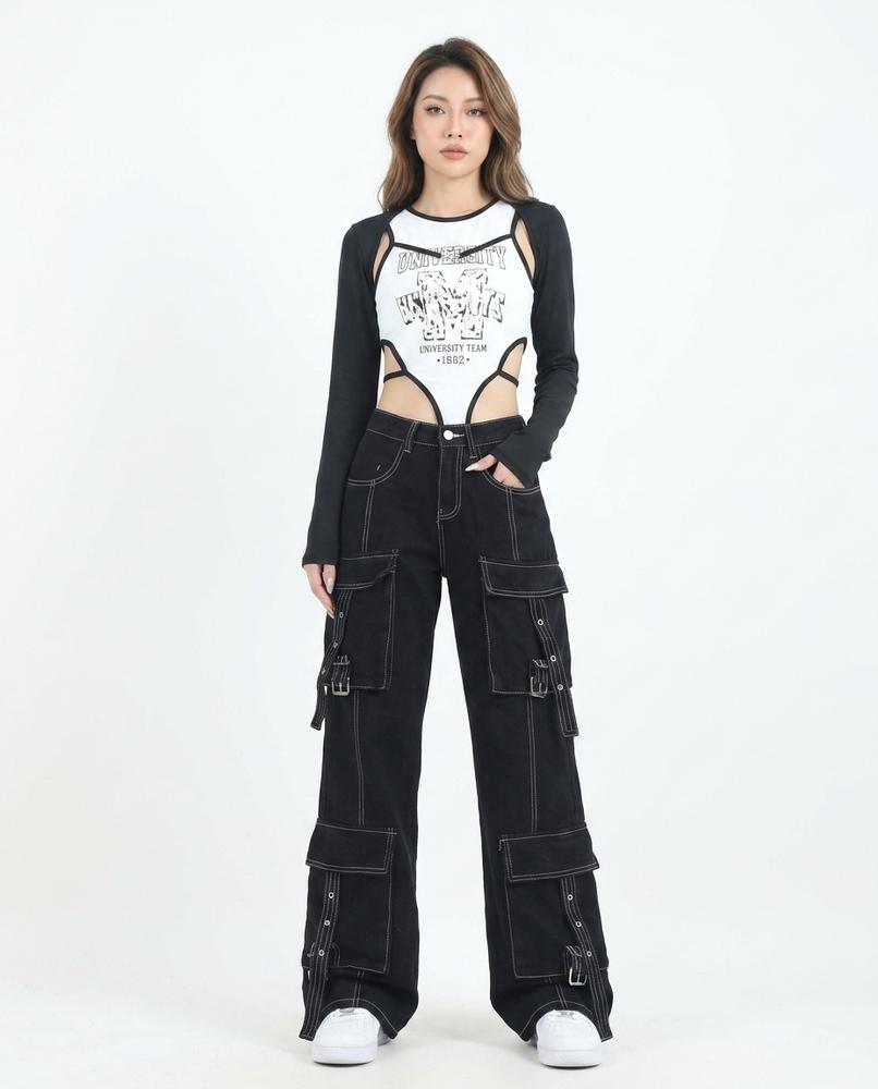 Heidi-Outlet - Vural | Multi-Pocket Contrast-Stitched Pants Women