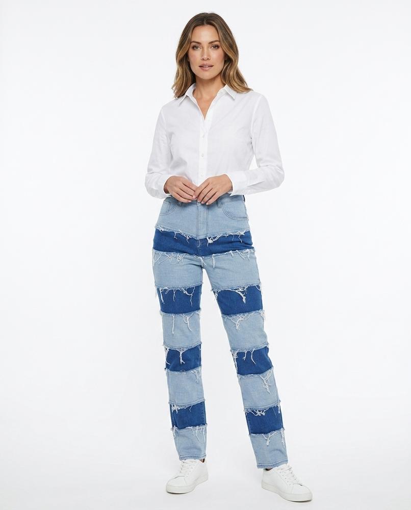 Heidi-Outlet - Vuhun | Patchwork High-Waist Pants Women