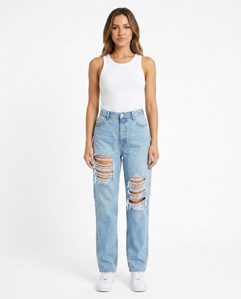 Heidi-Outlet - Vehil | High-Waisted Ripped Pants Women