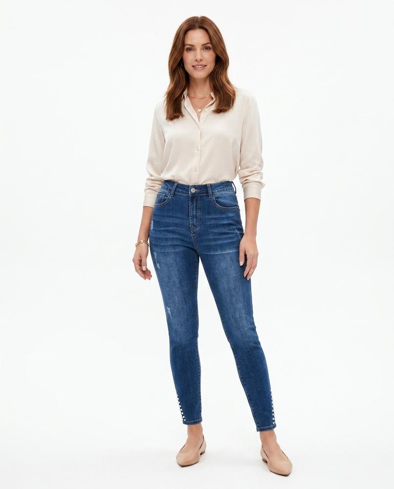 Heidi-Outlet - Aowev | High-Waisted Button-Hem Pants Women
