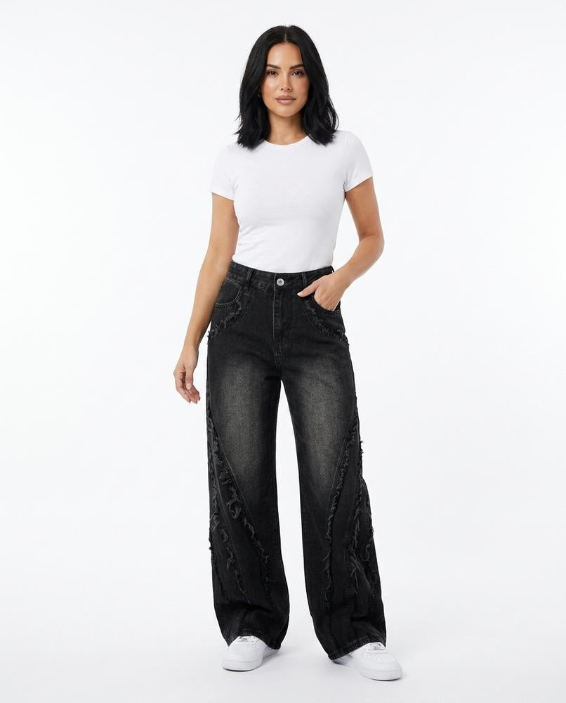 Heidi-Outlet - Coler | Wide-Leg Frayed-Seam Pants Women