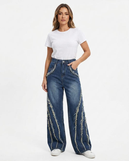 Heidi-Outlet - Coler | Wide-Leg Frayed-Seam Pants Women
