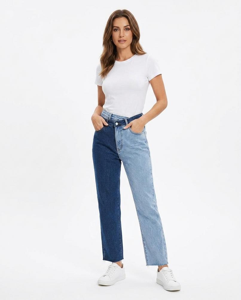 Heidi-Outlet - Demok | Two-Tone Straight-Leg Pants Women