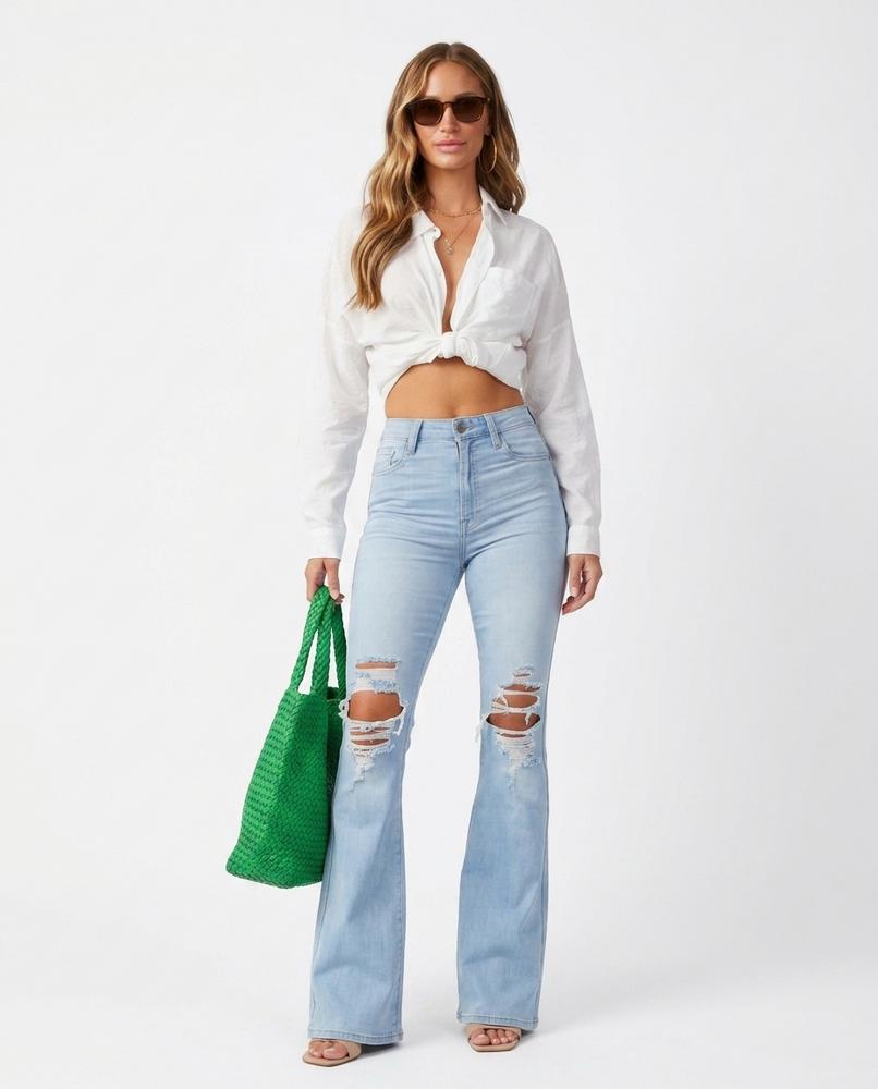 Heidi-Outlet - Kefus | Flared Distressed Pants Women