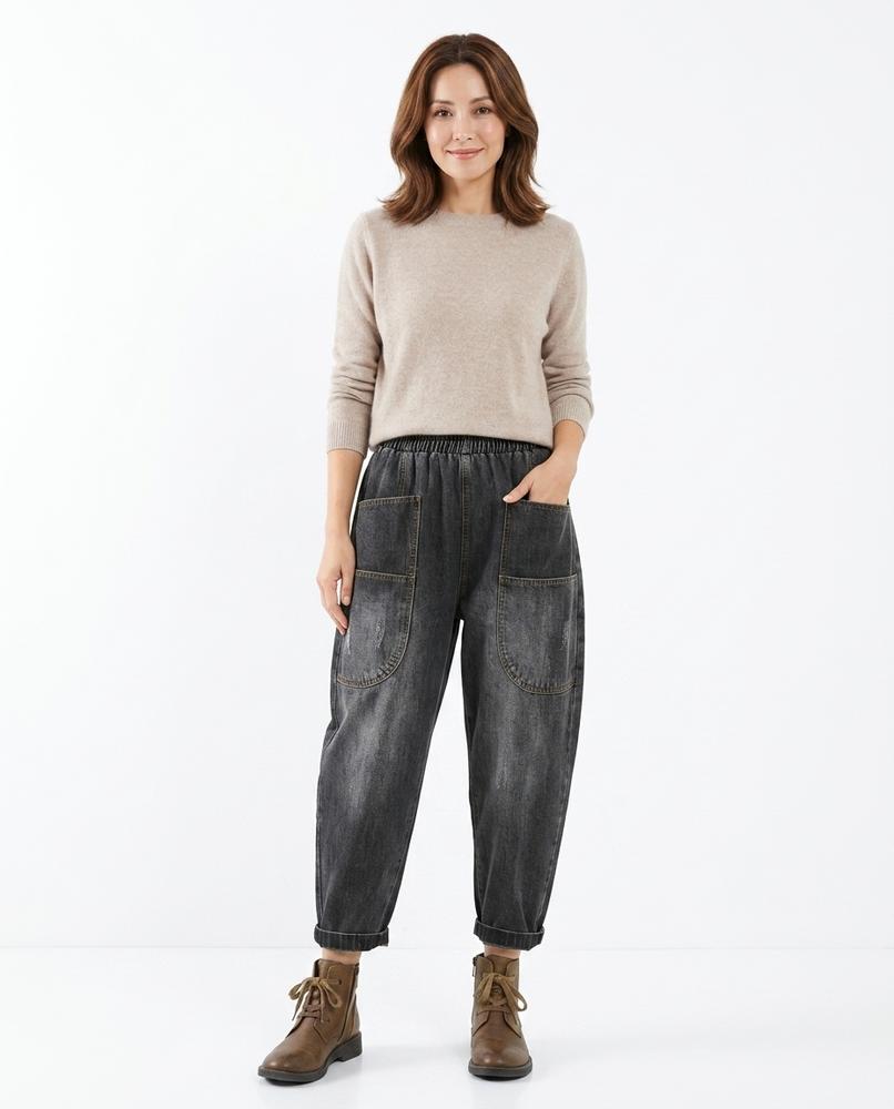 Heidi-Outlet - Duzil | Relaxed-Fit Washed-Out Pants Women