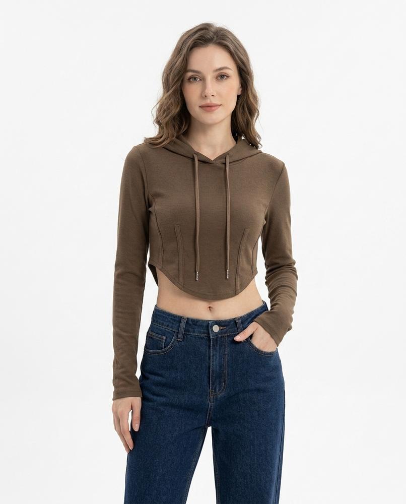 Heidi-Outlet - Domav | Cropped Long-Sleeved Hoodie Women