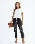 Heidi-Outlet - Eofuv | Distressed Drawstring Pants Women