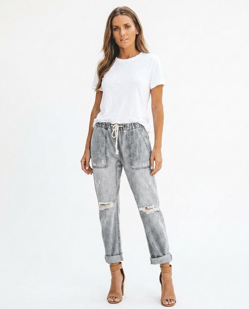 Heidi-Outlet - Eofuv | Distressed Drawstring Pants Women