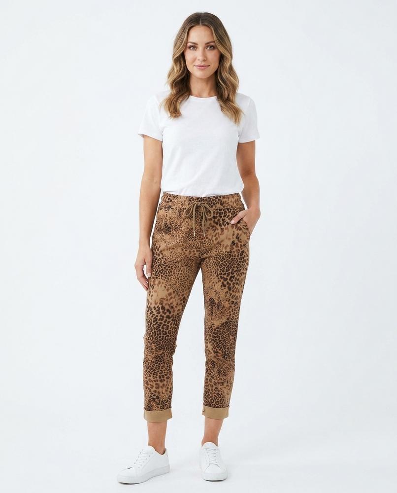 Heidi-Outlet - Rukud | Leopard Print Rolled-Cuff Pants Women