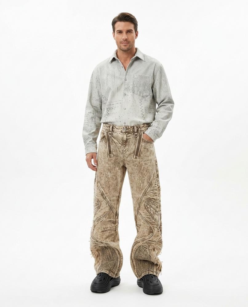 Heidi-Outlet - Eahor | Acid-Washed Multi-Zipper Pants Unisex