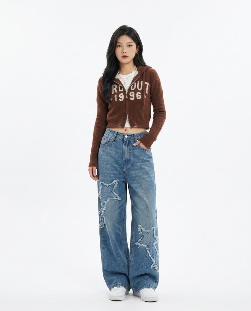 Heidi-Outlet - Noral | Wide-Leg Star-Patch Pants Women
