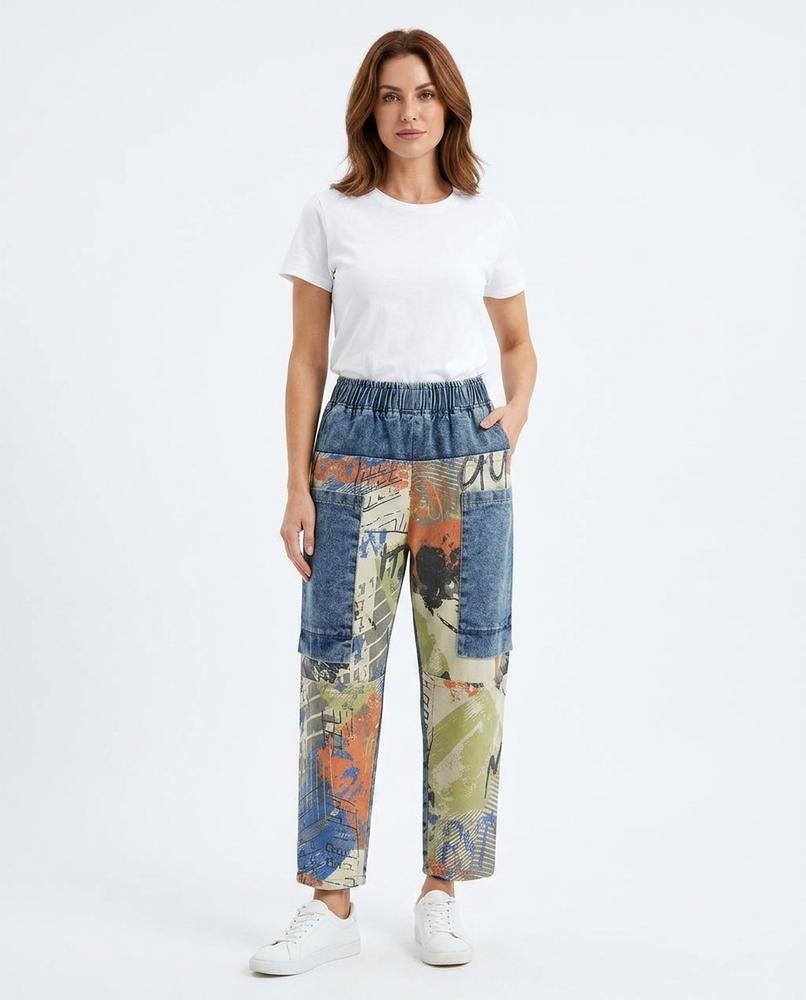 Heidi-Outlet - Raven | Patchwork Printed Pants Women