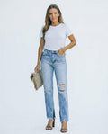 Heidi-Outlet - Zevar | Distressed Straight-Leg Pants Women