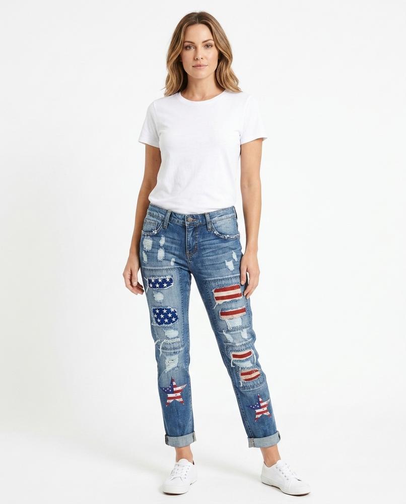 Heidi-Outlet - Comar | Distressed Patched Pants Women