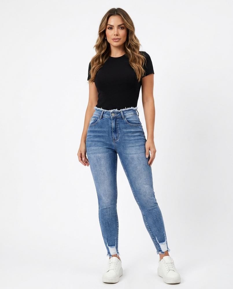 Heidi-Outlet - Lyvan | High-Waist Frayed-Hem Pants Women