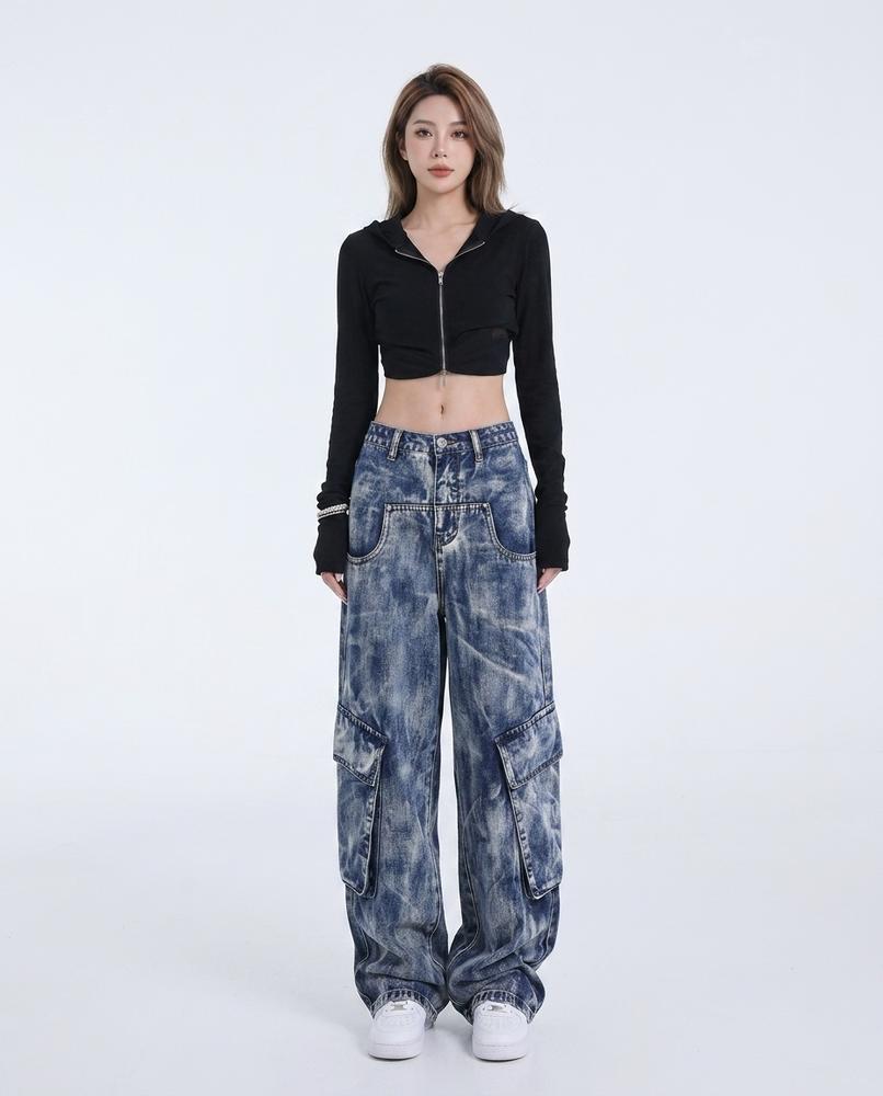 Heidi-Outlet - Leken | Acid-Wash Wide-Leg Pants Unisex