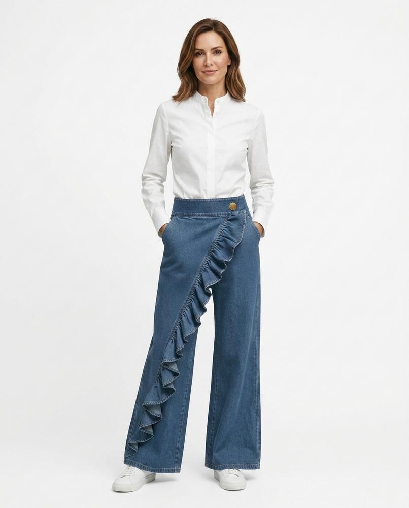 Heidi-Outlet - Nenor | Asymmetrical Ruffled Pants Women
