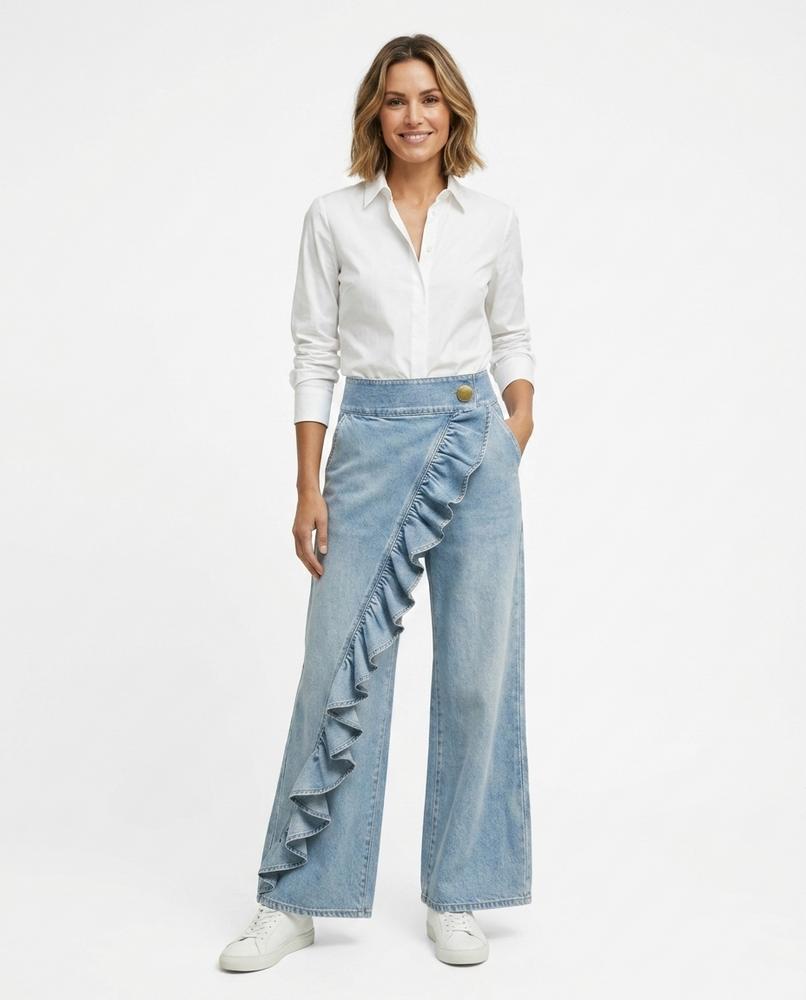 Heidi-Outlet - Nenor | Asymmetrical Ruffled Pants Women