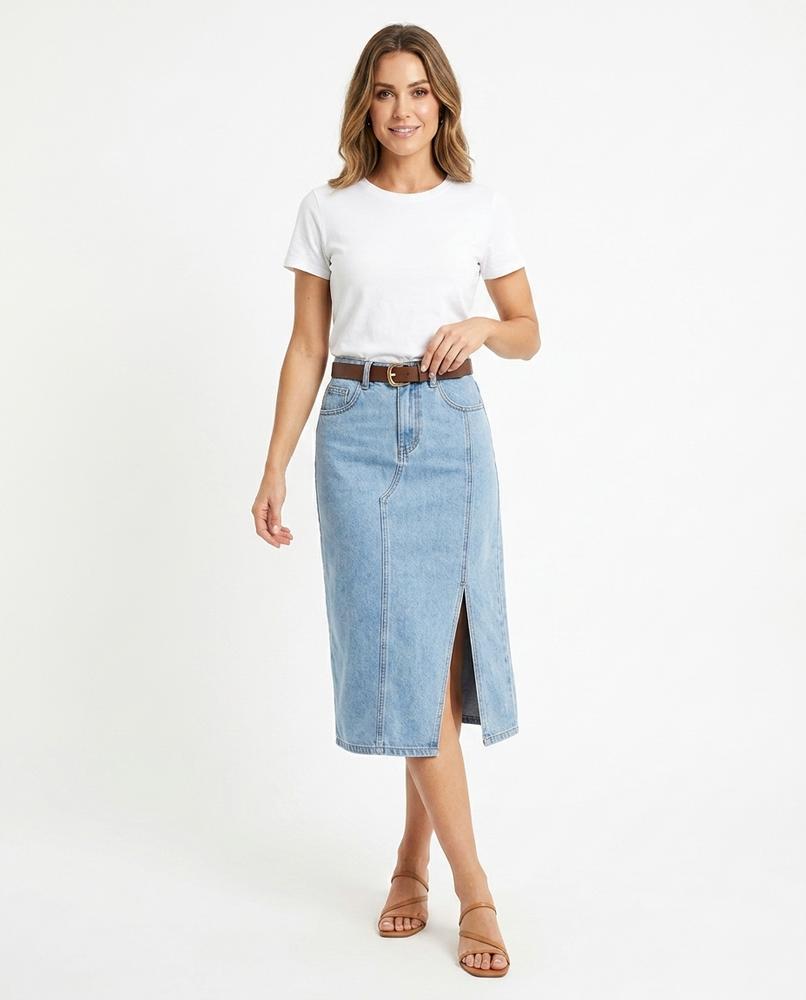Heidi-Outlet - Lamin | High-Waist Side-Slit Skirt Women