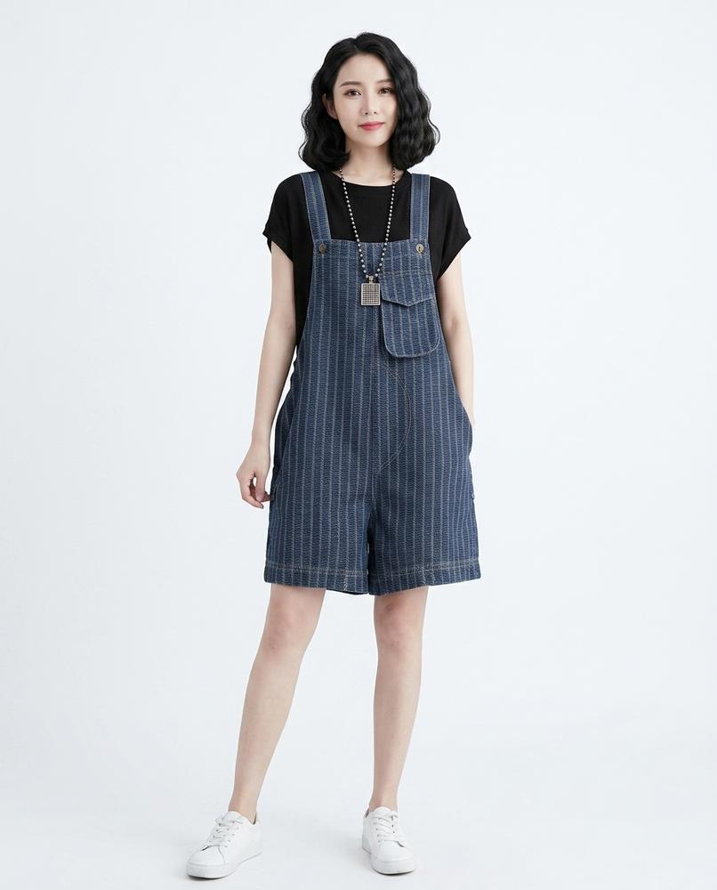 Heidi-Outlet - Taven | Pinstriped Bib Front Pants Women