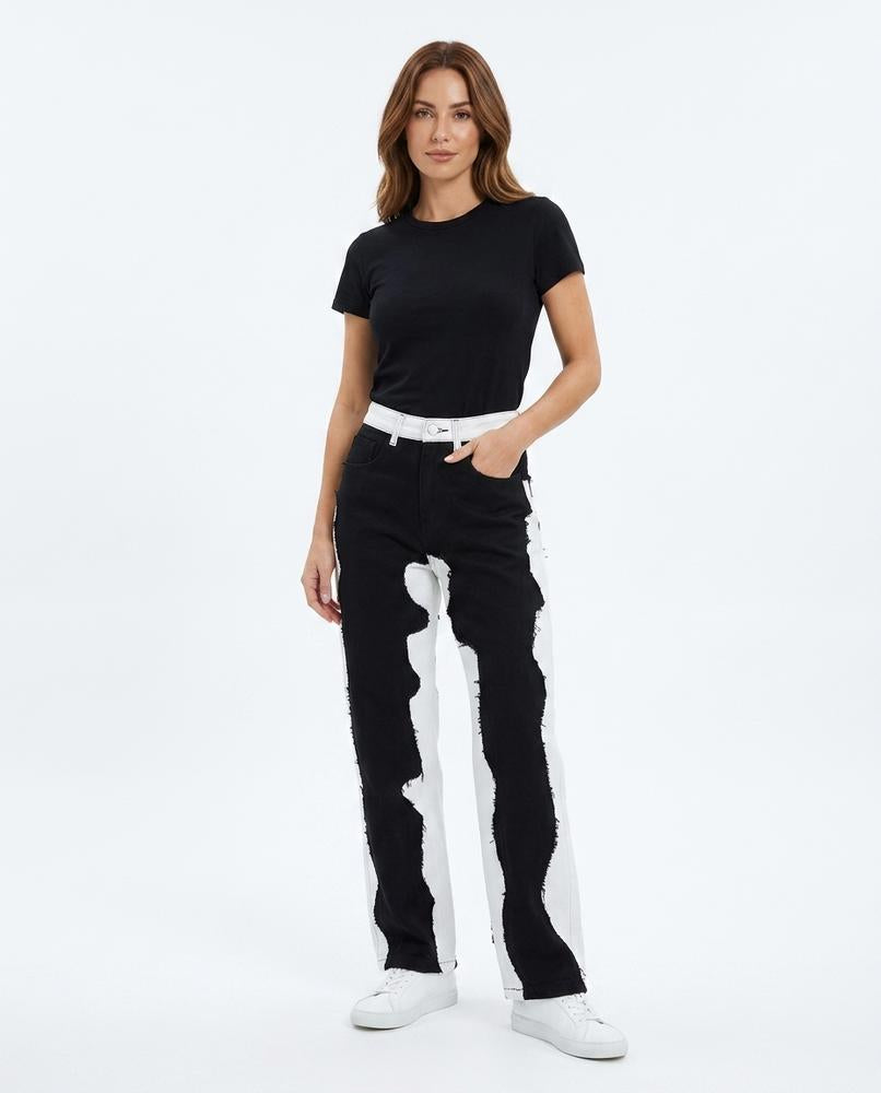 Heidi-Outlet - Zamin | Two-Tone Straight-Leg Pants Women
