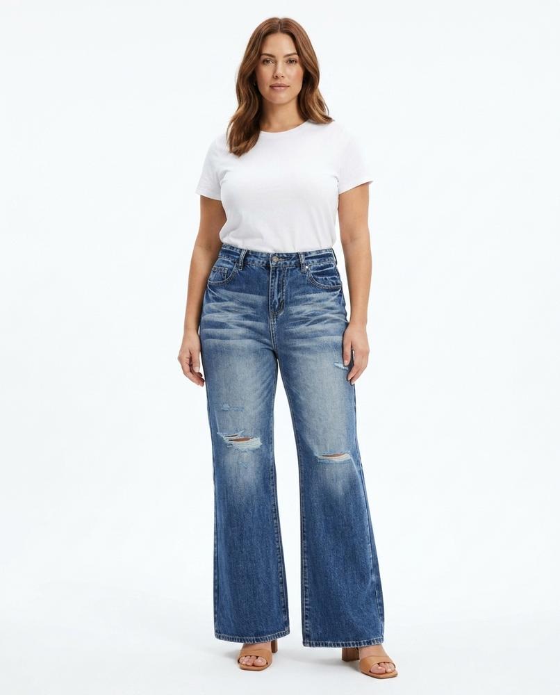 Heidi-Outlet - Calom | Wide-Leg Distressed Pants Women
